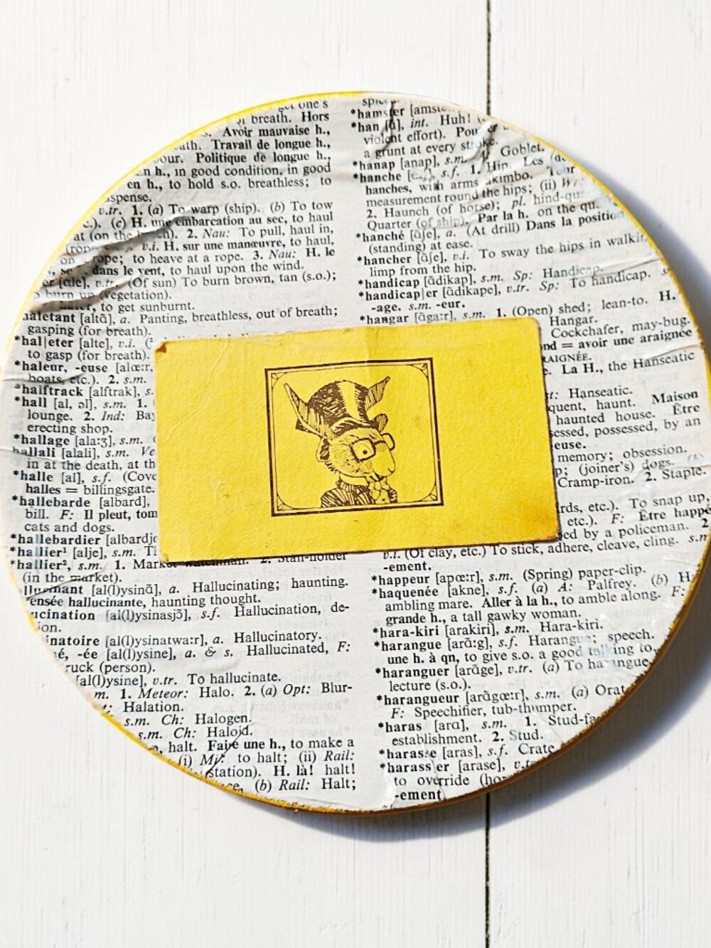Vintage Inspired Rabbit in Hat & Dictionary Page Collage Trinket Ring Dish